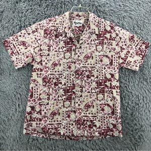 Howie Shirt Mens XLarge Hawaii Beach Sea Turtle Palm Tree Button Up Pocket